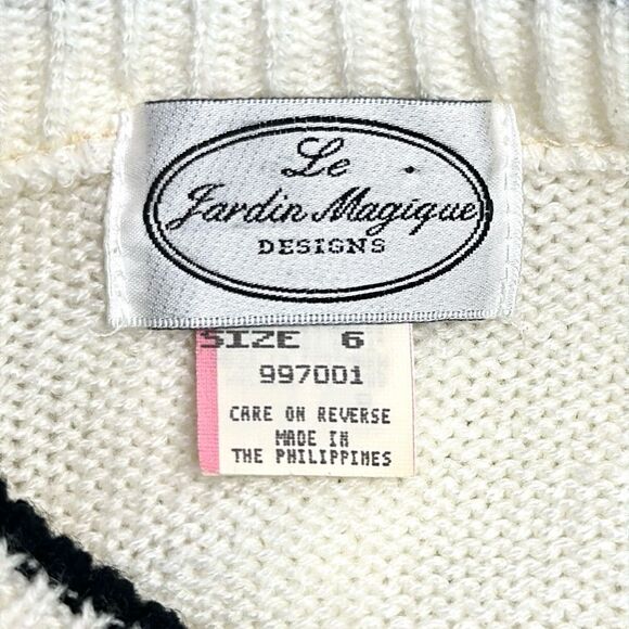 Vintage Girls Scottish Terrier Cardigan Sweater by Le Jardin Magique White sz 6 - Picture 9 of 12